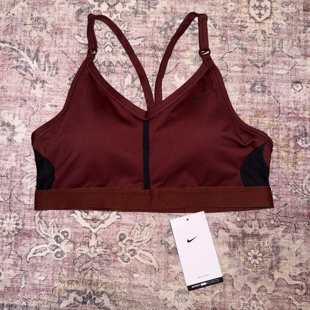 Nike Indy Dri-FIT Padded V-Neck Sports Bra Burgundy CZ4456-273 Womens Large NEW